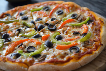 Veggie Supreme Pizza with Bell Peppers and Olives