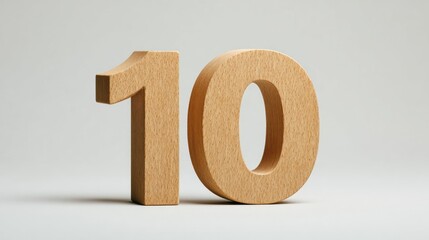 Wooden number ten blocks against a light gray background.