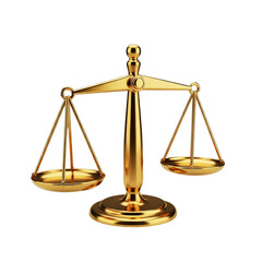 Golden scales of justice representing law and balance against a studio shot