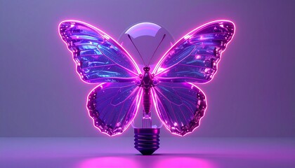 Vibrant Neon Butterfly Lamp Symbolizing Innovation, Transformation, and Bright Ideas