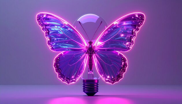 Vibrant Neon Butterfly Lamp Symbolizing Innovation, Transformation, and Bright Ideas