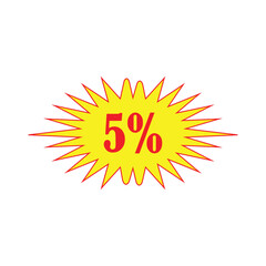 Five percent discount sale starburst promotion sticker graphic