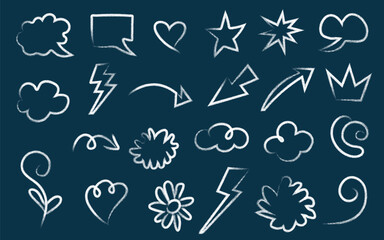 Hand Drawn Doodle Elements Set Sketch Icons.