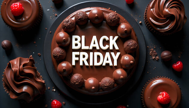Black Friday Mega Sale Cupcake Vector Illustration - Big Discount Dessert Banner