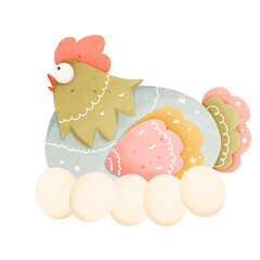 A charming hand-painted watercolor hen illustration with soft details. Perfect for cards, stickers, scrapbooking, farm-themed projects, and nursery designs. High-quality PNG with a transparent 
