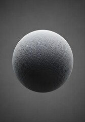 Grayscale textured sphere floating in a dim grey atmosphere design