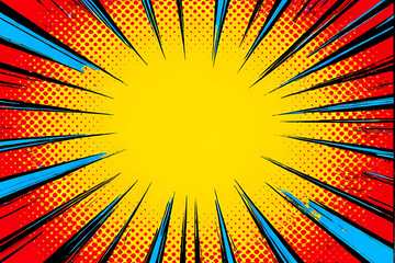 Vibrant Pop Art Comic Halftone Abstract Background.