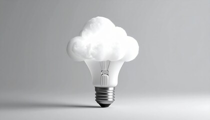 Cloud-Shaped Idea A Lightbulb Emitting a Cloud, Symbolizing Innovation & Creativity