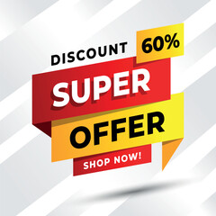 Vibrant Super Offer Sale Banner with Limited Time 60% Discount