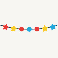 Colorful festive garland with stars and circles on a string.