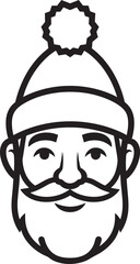 Minimalist line art of a smiling bearded man wearing a winter beanie with a pompom.
