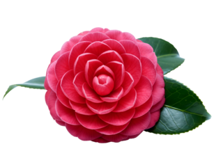Vibrant Pink Camellia Flower Isolated on White A Detailed Botanical Study