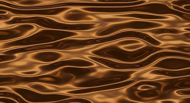 Luminous chocolate surface with fluid motion creating elegant patterns