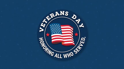 Veterans day oval emblem honoring all who served with american flag