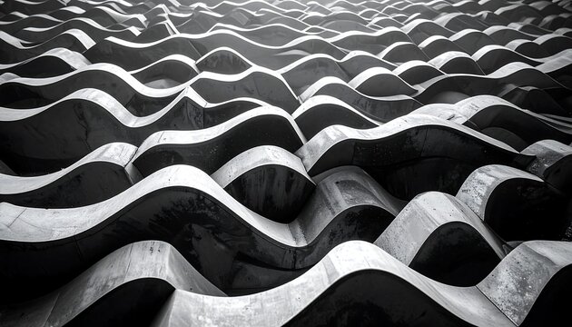 Abstract Waves - A Black and White Architectural Design.