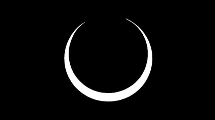 Minimalist white crescent shape on a solid black background. Abstract arc design element, simple graphic illustration.