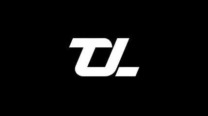 Modern abstract letter-like graphic design in white on a solid black background, minimalist clean symbol concept.