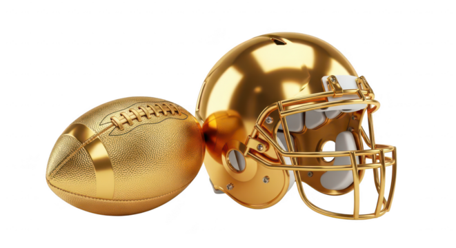 Golden American Football Helmet and Ball graphic design