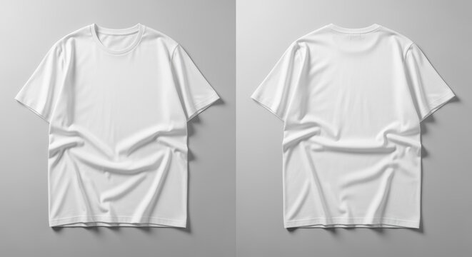 High-quality white t-shirt with minimalist design. Relaxed, casual fit. Front and back views shown, showcasing its simple, versatile style.