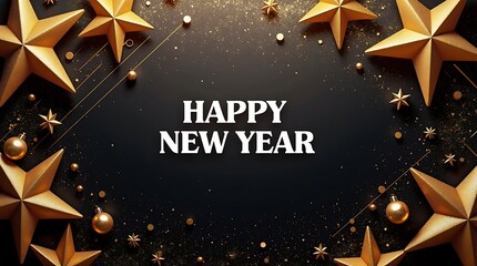 Golden Christmas background with stars vector for holiday season celebration card design