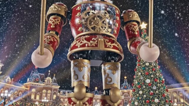 Spectacular Christmas Nutcracker Decoration against festive backdrop