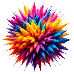Vibrant explosion of colorful powder paints on a black background