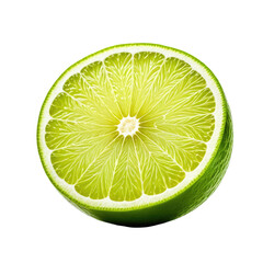 Vibrant lime half shows its juicy segments on a stark, dark backdrop