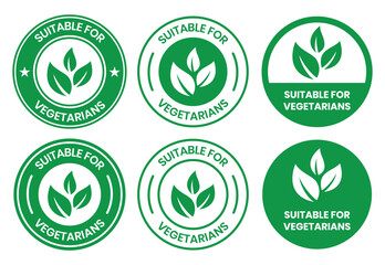 Suitable for Vegetarians stamp sticker with Leaves icon vector illustration. Suitable for Vegetarians sign, logo, badge, icon, sticker, label, emblem, stamp, symbol, black, line, flat vector.