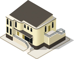 Isometric coastal residence building