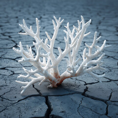 White coral on cracked ground