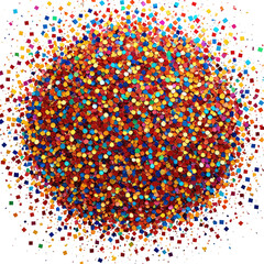 Multicolored confetti dot texture pattern on a black background
