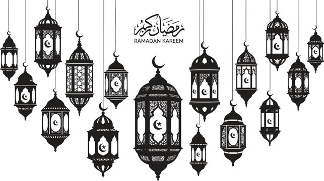 Traditional islamic ramadan lanterns illuminated during the holy month of fasting and prayer