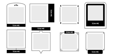 Qr Code with Scan Me Frame Collection. Phone Qrcode Icon and Logo design. Vector Illustration