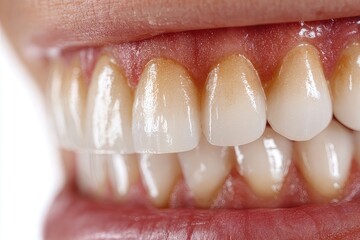 Obraz premium person's mouth displaying white teeth and textured gums