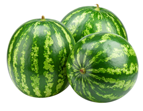  Ripe watermelon half and triangular slice variation isolated on transparent background PNG
