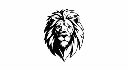 Majestic Lion Head - A Bold Black and White Illustration.