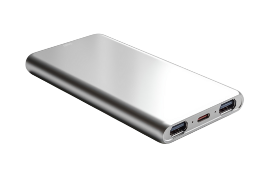 Portable Silver Power Bank USB Charging Solution Mobile Energy External Battery Pack Rechargeable