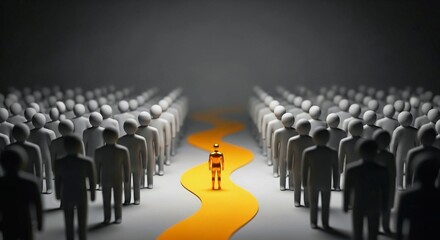 Fototapeta premium Journey of Self-Discovery: Standing Apart from the Crowd