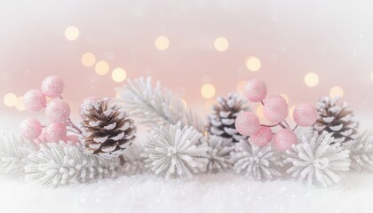 Soft Pastel Winter Pinecones and Pink Berries Decoration
