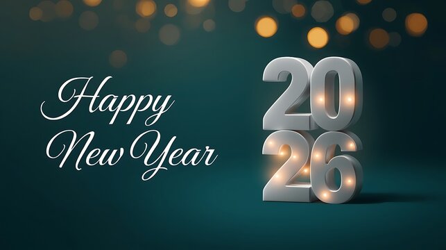 Happy new year 2023 with glowing lights and bokeh effect