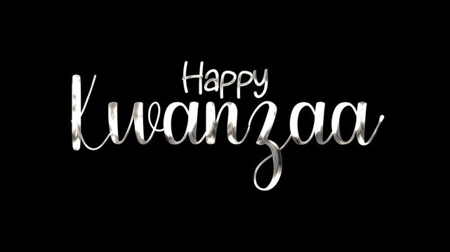 Happy kwanzaa in silver script on black background for festive holiday greeting cards, social media posts, digital invitations, and presentations. - Powered by Adobe