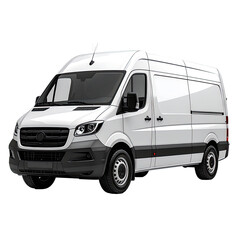 Naklejka premium White cargo van, side view, isolated on black background, transportation, delivery, commercial vehicle