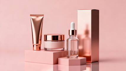 Luxury Rose-Gold Cosmetic Mockup