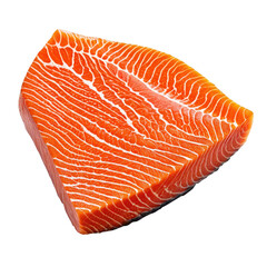 Salmon fillet orange with visible white stripes on a black background