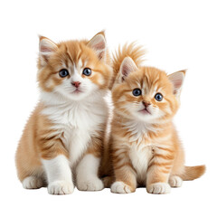 Two adorable orange tabby kittens sitting with sweet faces