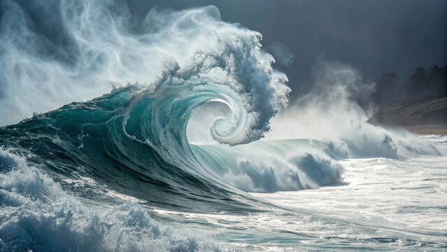 waves breaking on the rocks