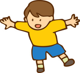 けんけんぱする男の子