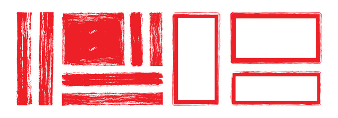 Black vector rough edge rectangles. Grunge square frames set. Paint brush strokes. Hand-drawn papers for collage. vector illustration.