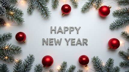 Festive new year s eve celebration with glittering text and ornaments