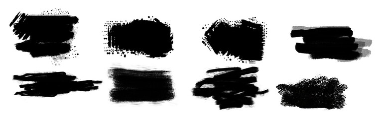 Set of grunge rolled ink stamp textures handmade with brayer. Letterpress vintage rough irregular rectangle vertical backgrounds Linocut relief printing shapes vector illustration transparent backdrop